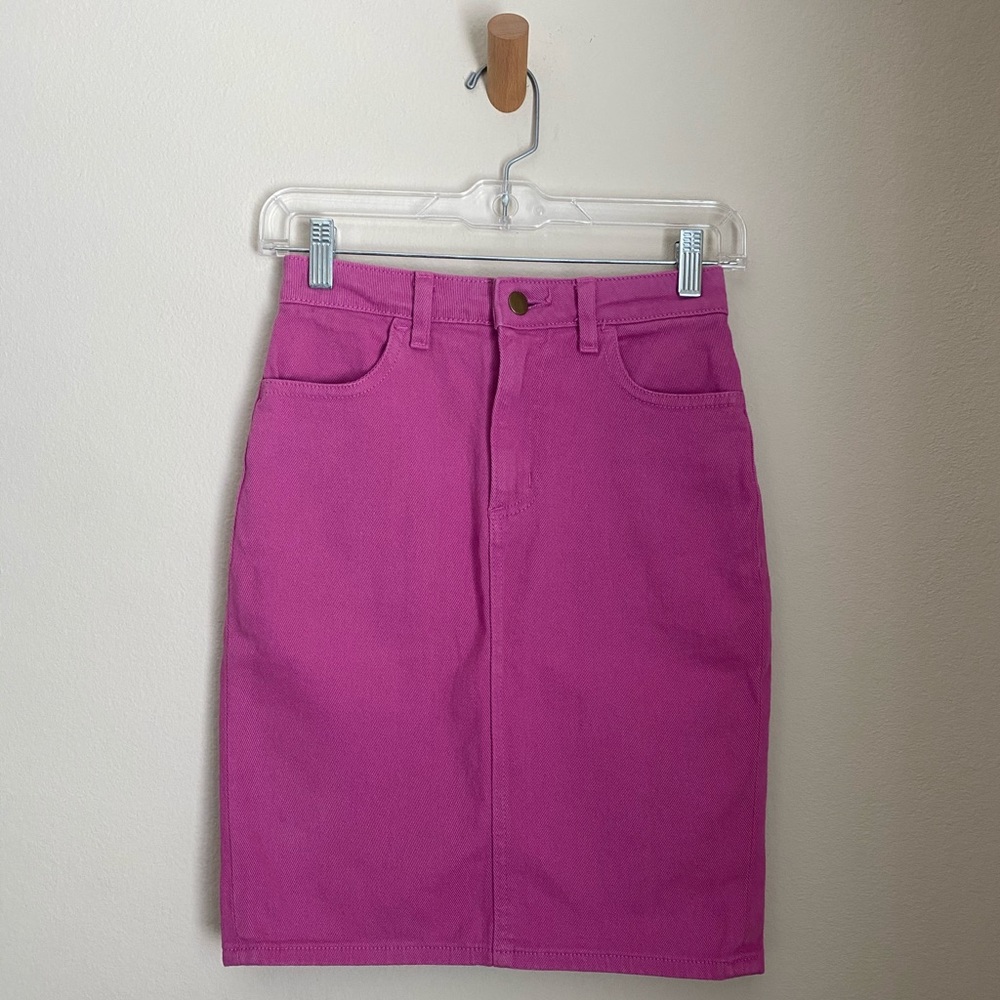American Apparel Denim Skirt, Size XS, Fuchsia